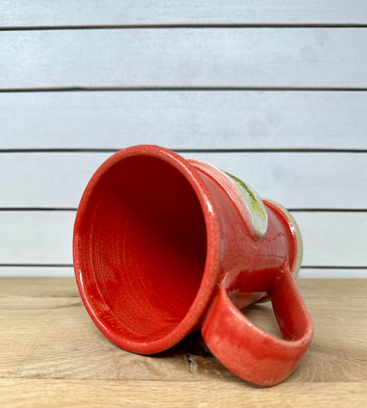 Ceramic Mug with Hand Painted Trout Logo - Brigh Red image 1