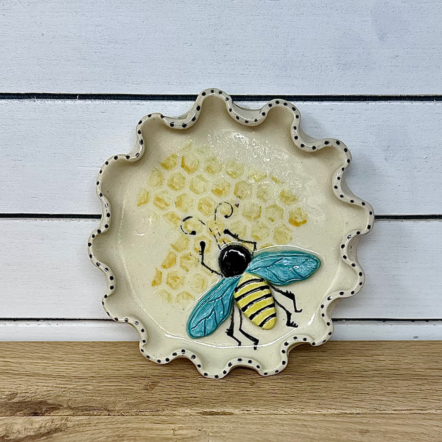 Hand Painted Bee Trinket Dish image 1