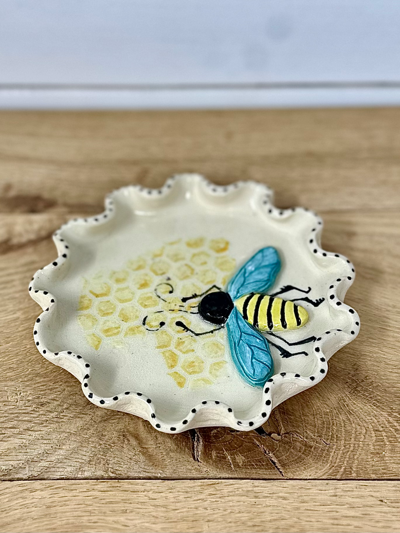 Hand Painted Bee Trinket Dish image 0