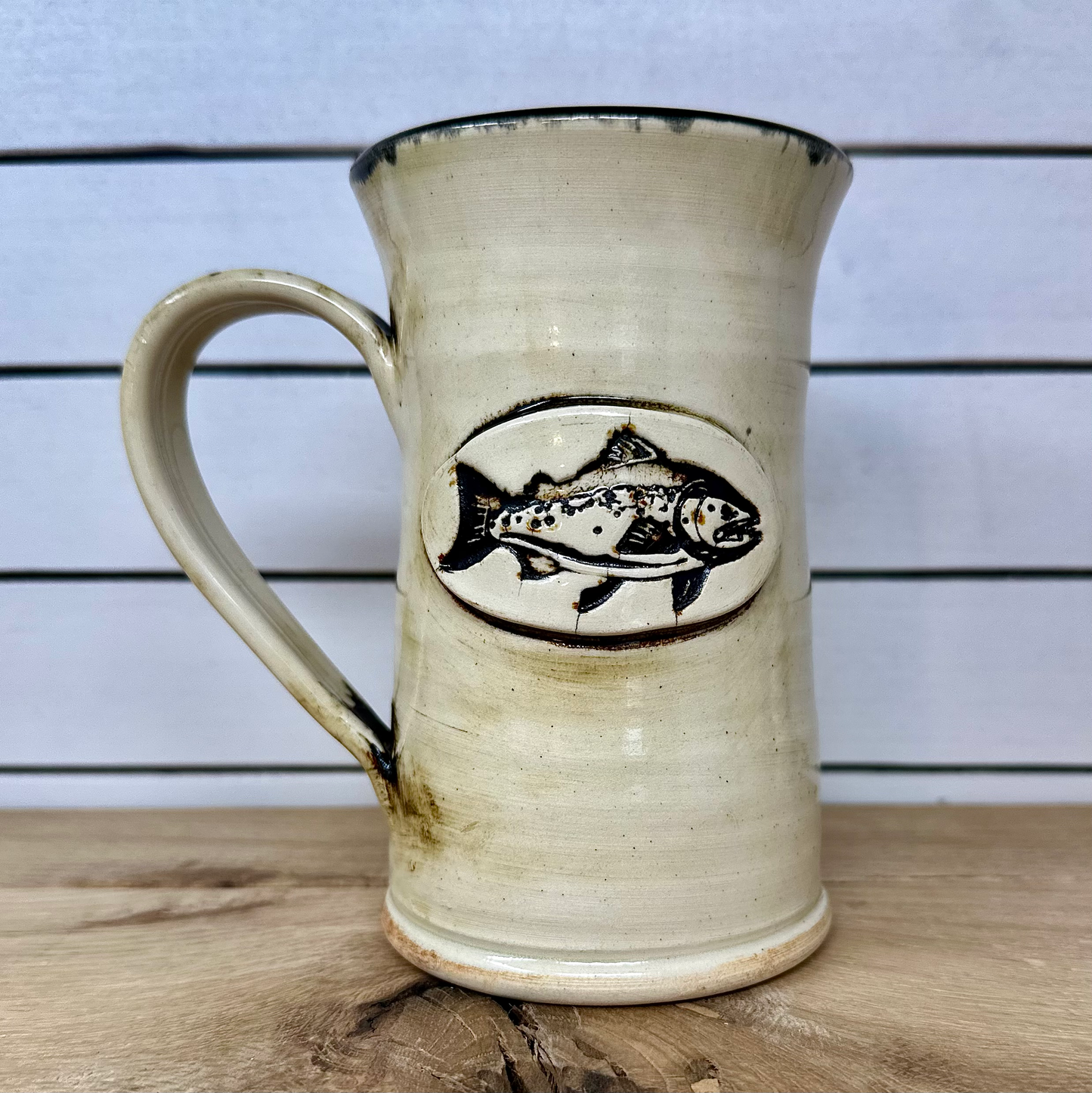 Trout Logo Mug in Oatmeal image 0