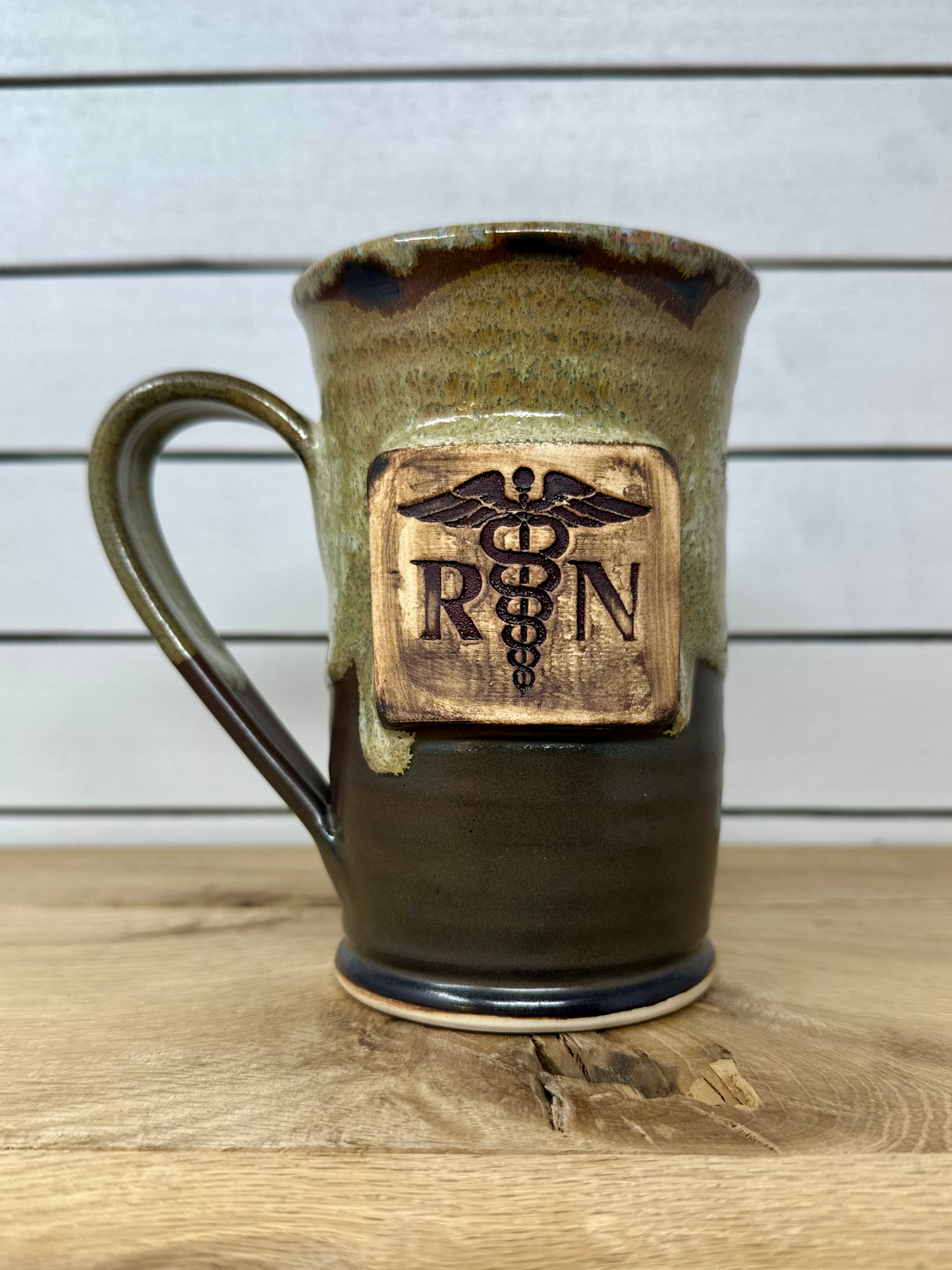 RN Badge Mug in Aged Timber image 0