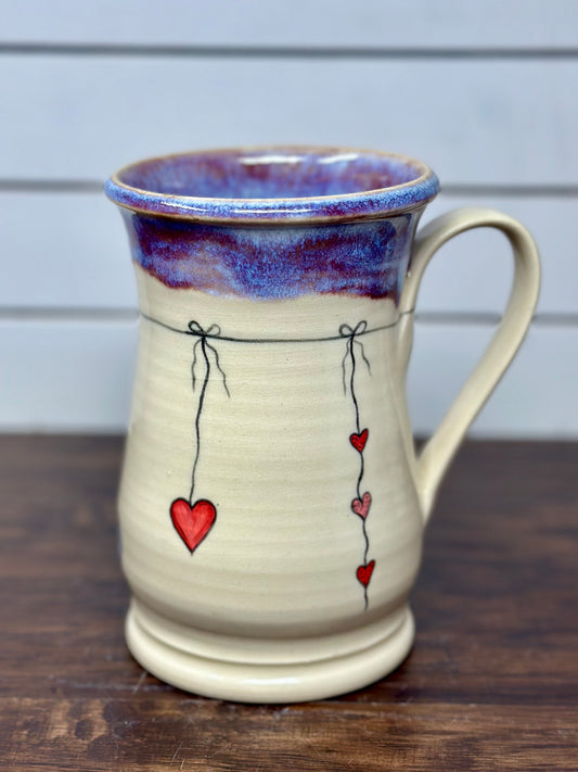 Hanging Hearts Purple Drip Mug