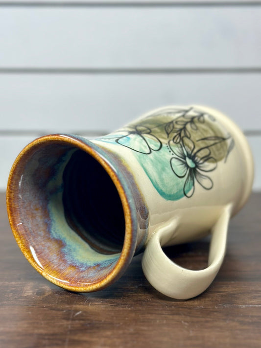 Botanical Mug with Purple Rim
