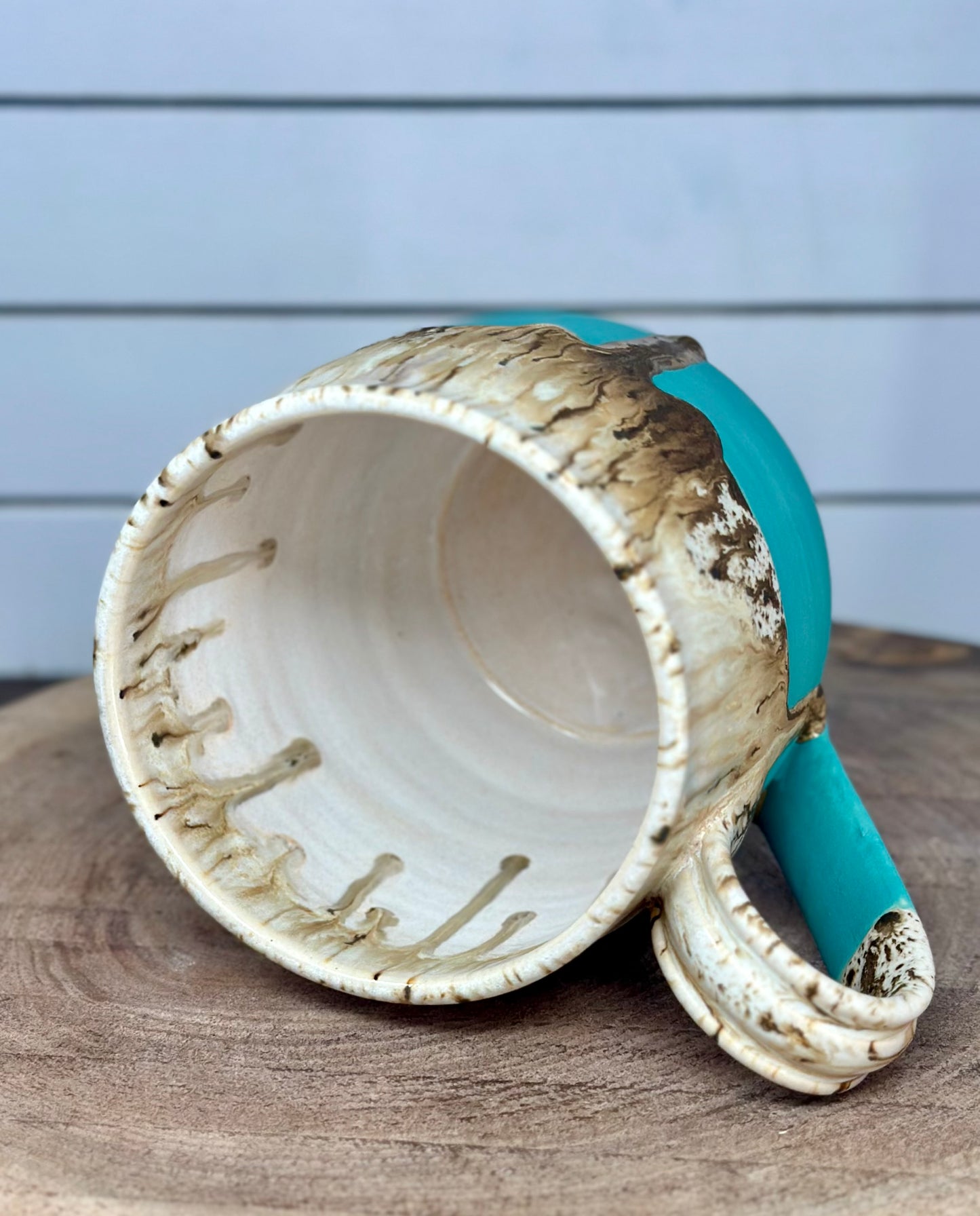 Ceramic Mug in Sea Foam & Winter Wood