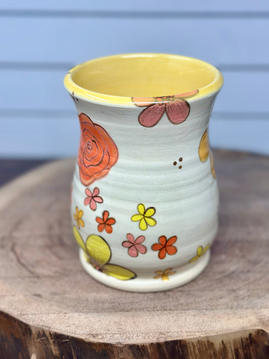 Hand Painted Retro Floral Mug