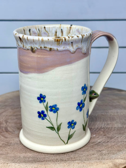Hand Painted Florals & Ladybug Mug