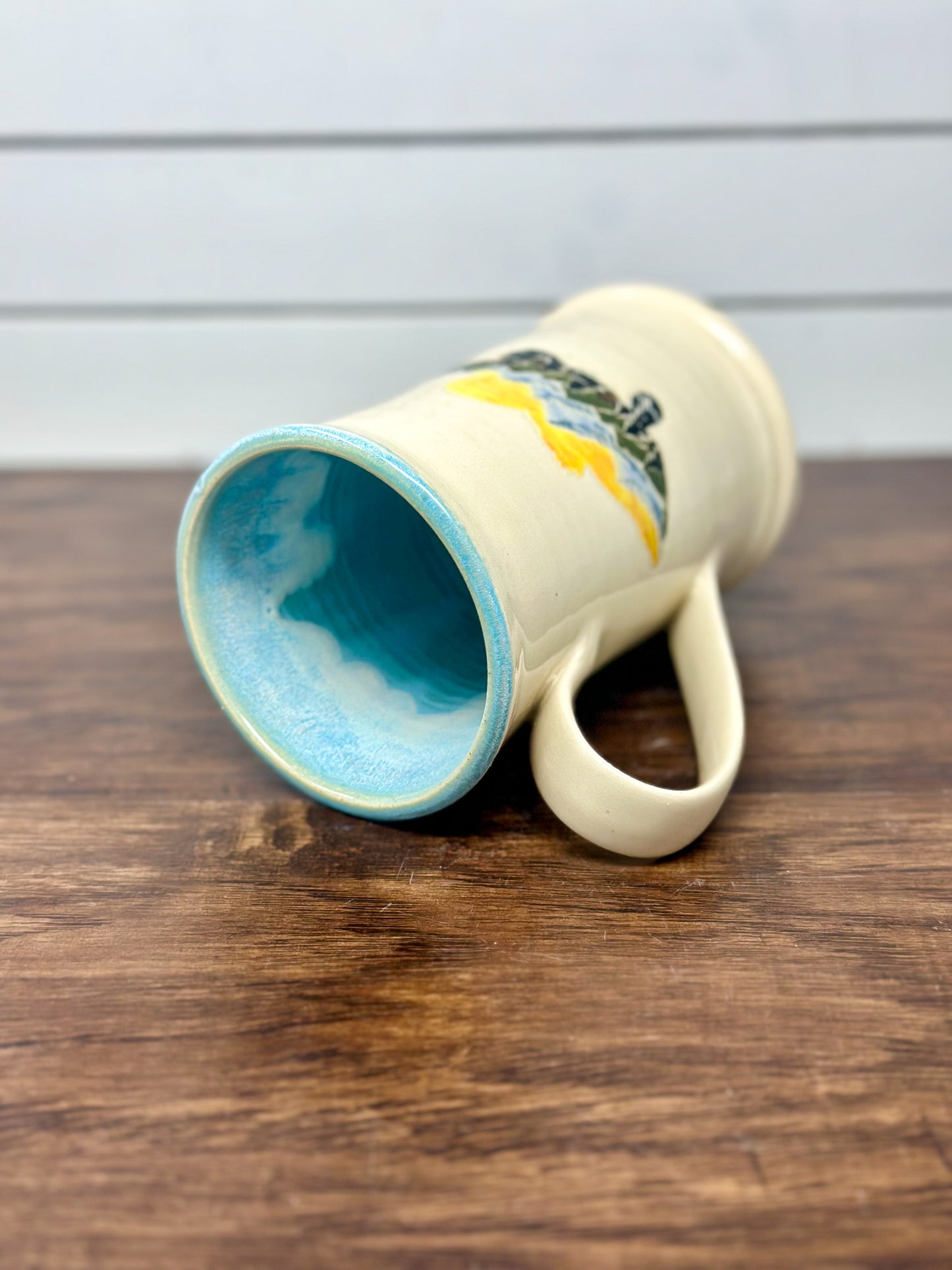 Hand Painted Fish mug with Blue Liner