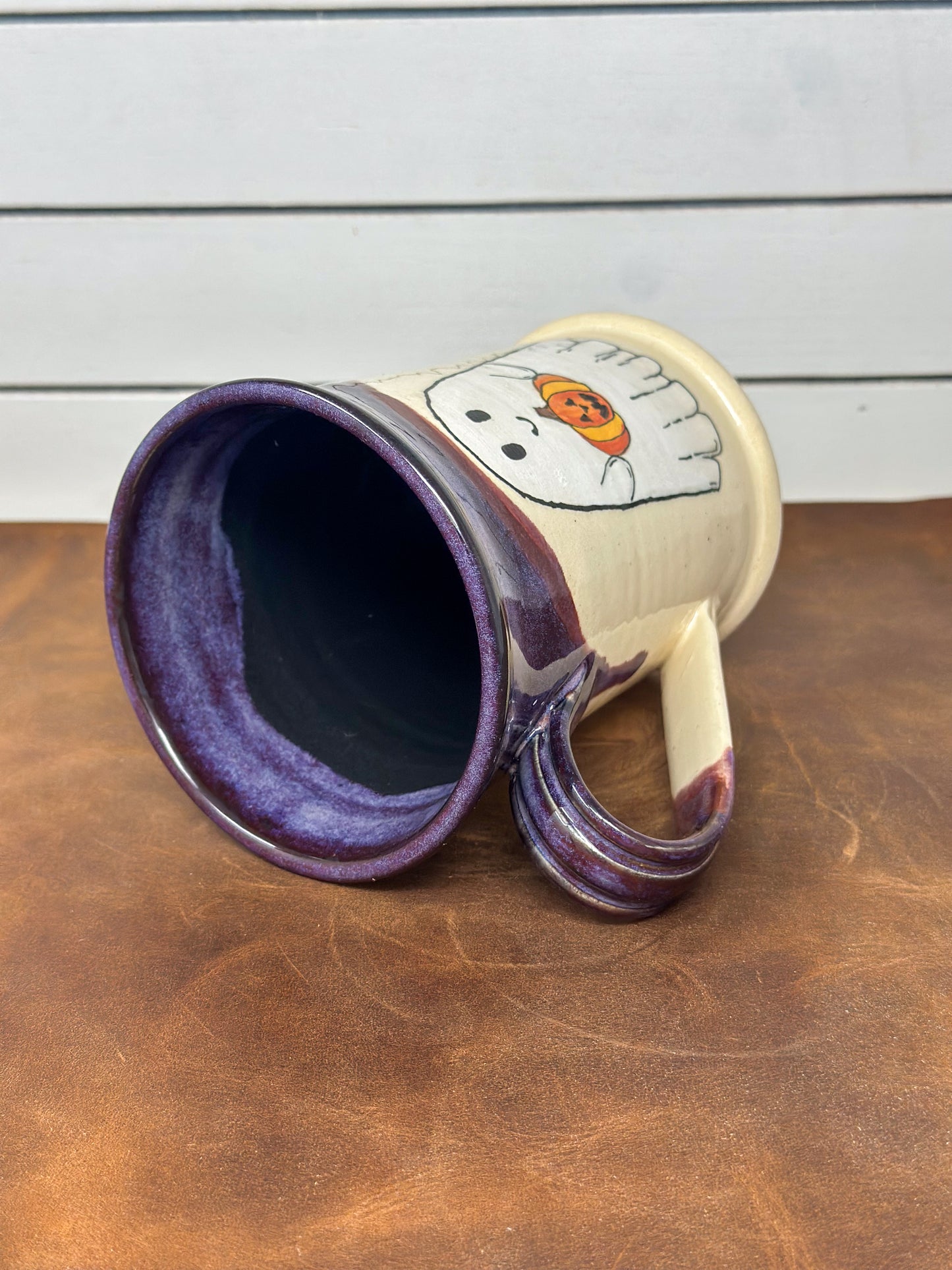 Ghost with Jack-o'-Lantern Mug - Hand Painted