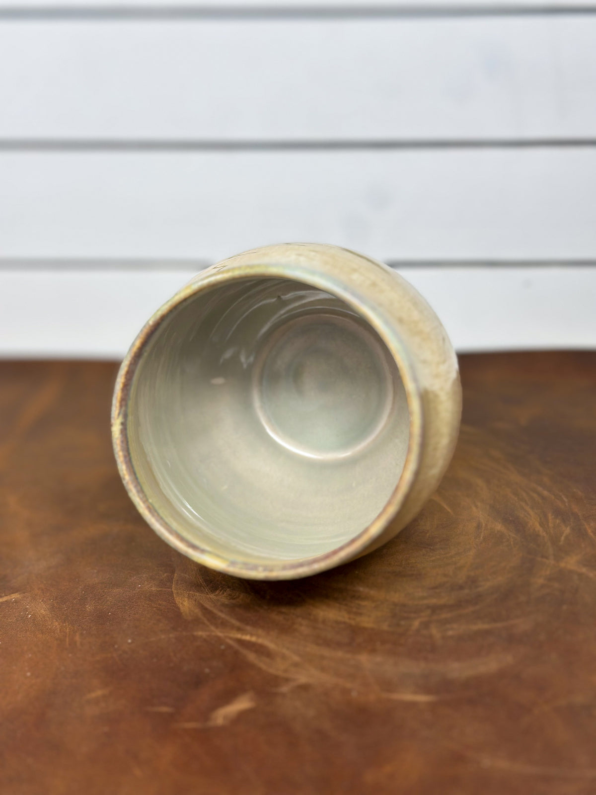 Cream and Sage Pottery Tumbler