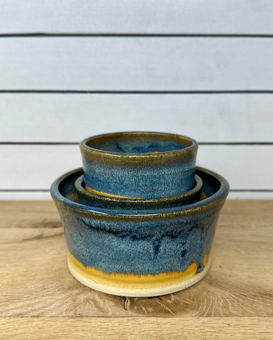 Set of 3 Bowls in Blue Surf