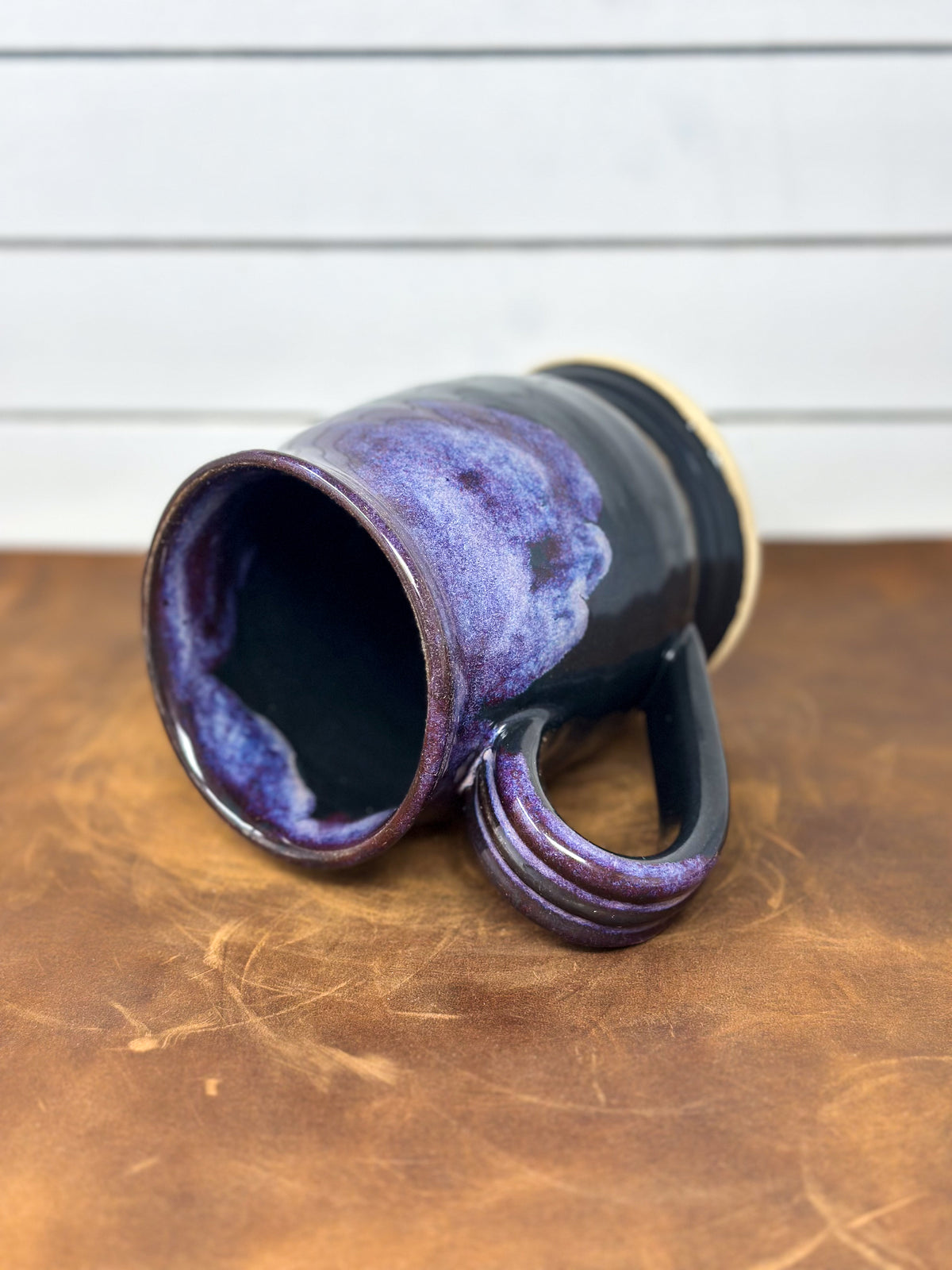Purple and Deep Teal Pottery Mug