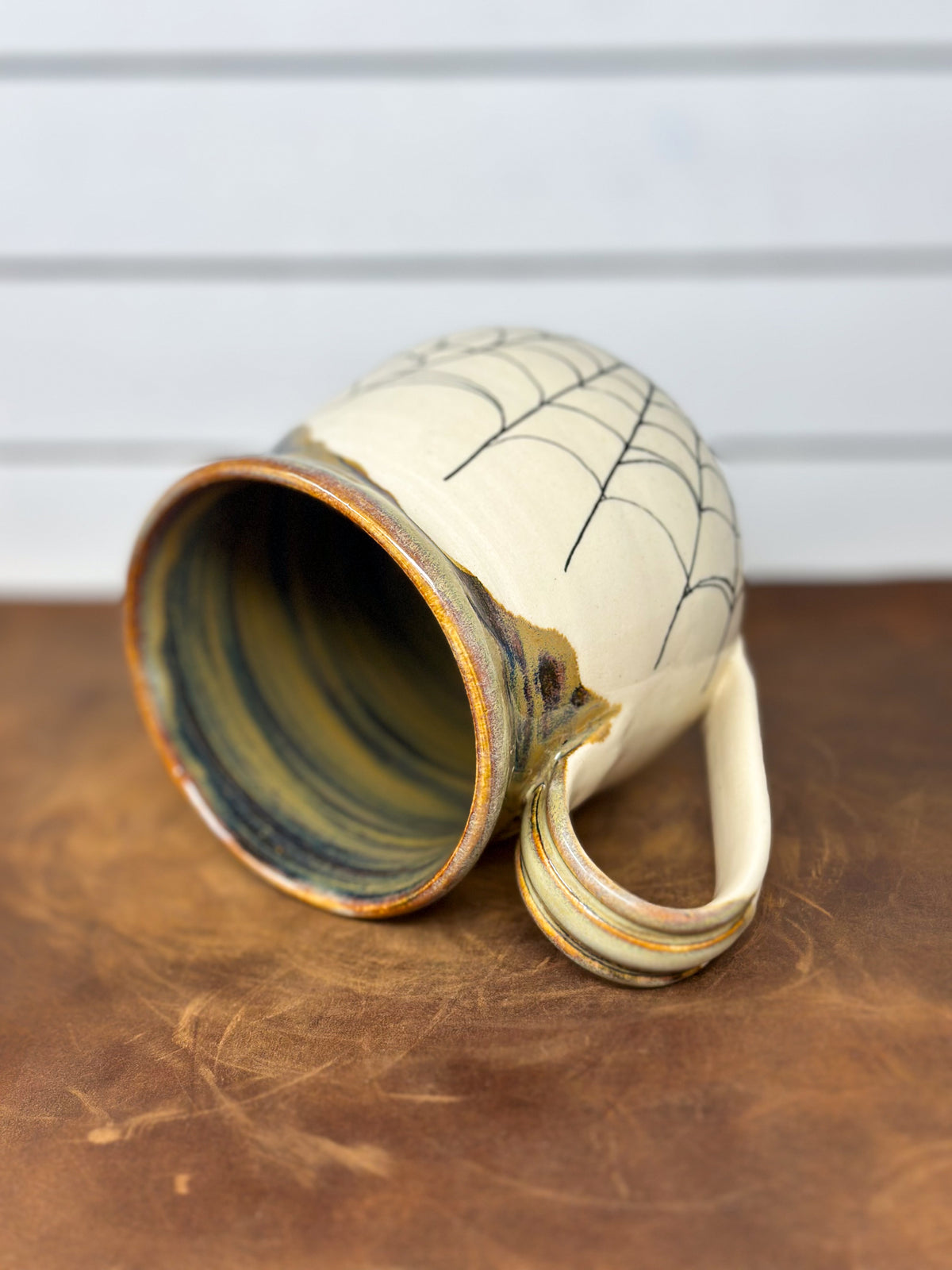Hand-Painted Spiderweb Pottery Mug