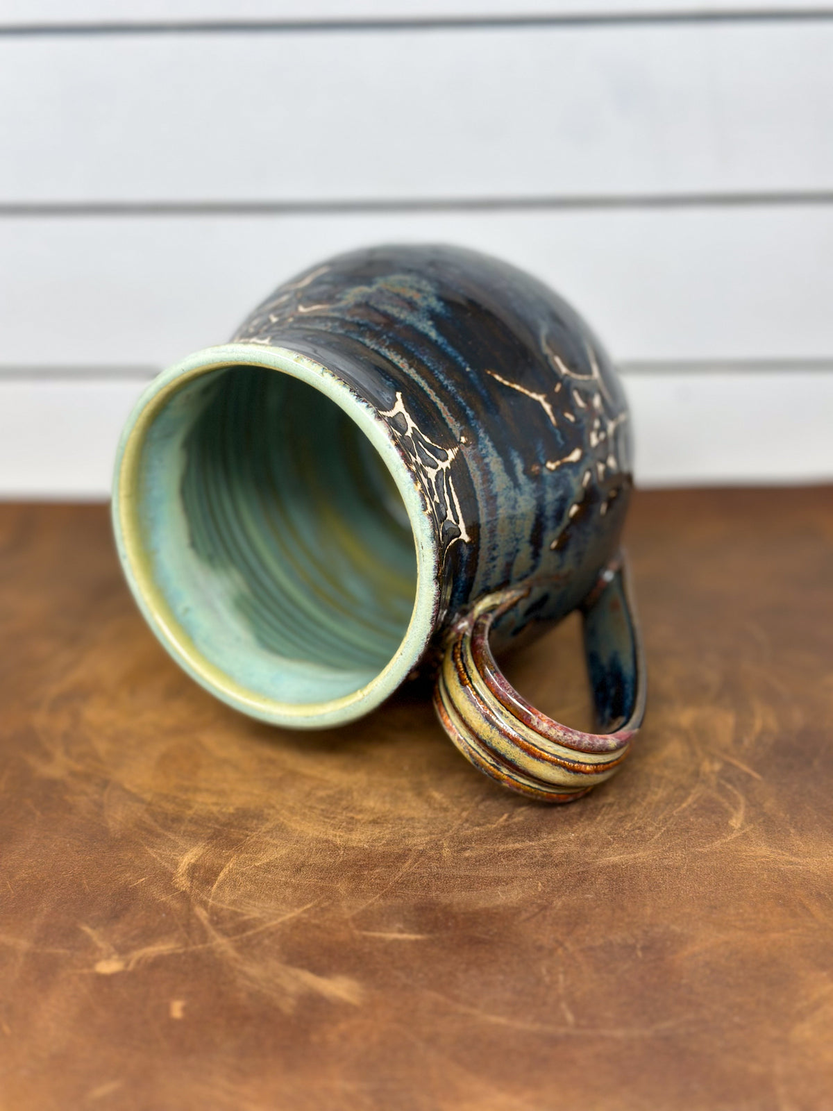 Spiderweb Pottery Mug – Deep Blue