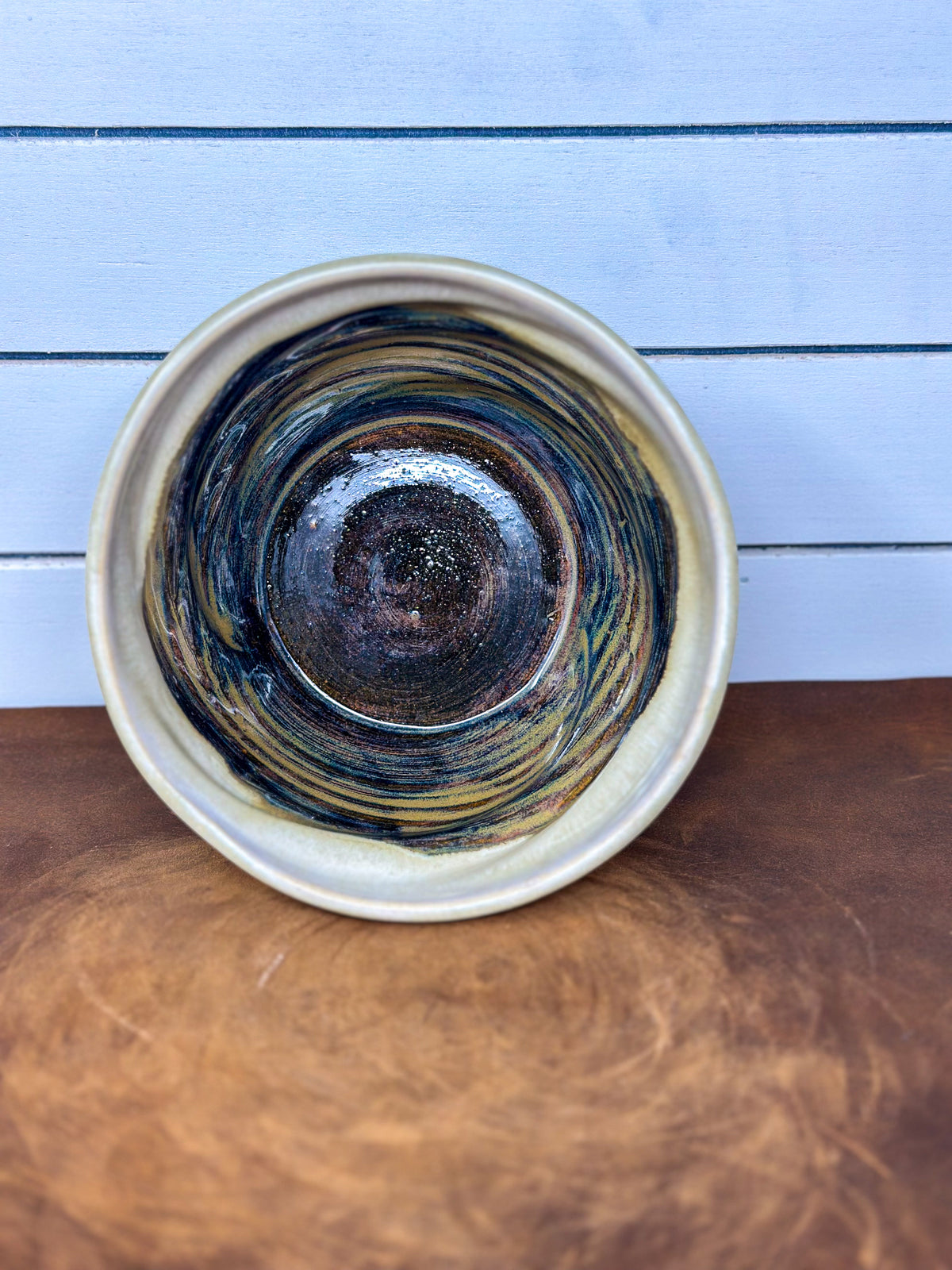 Cream and Brown Pottery Bowl