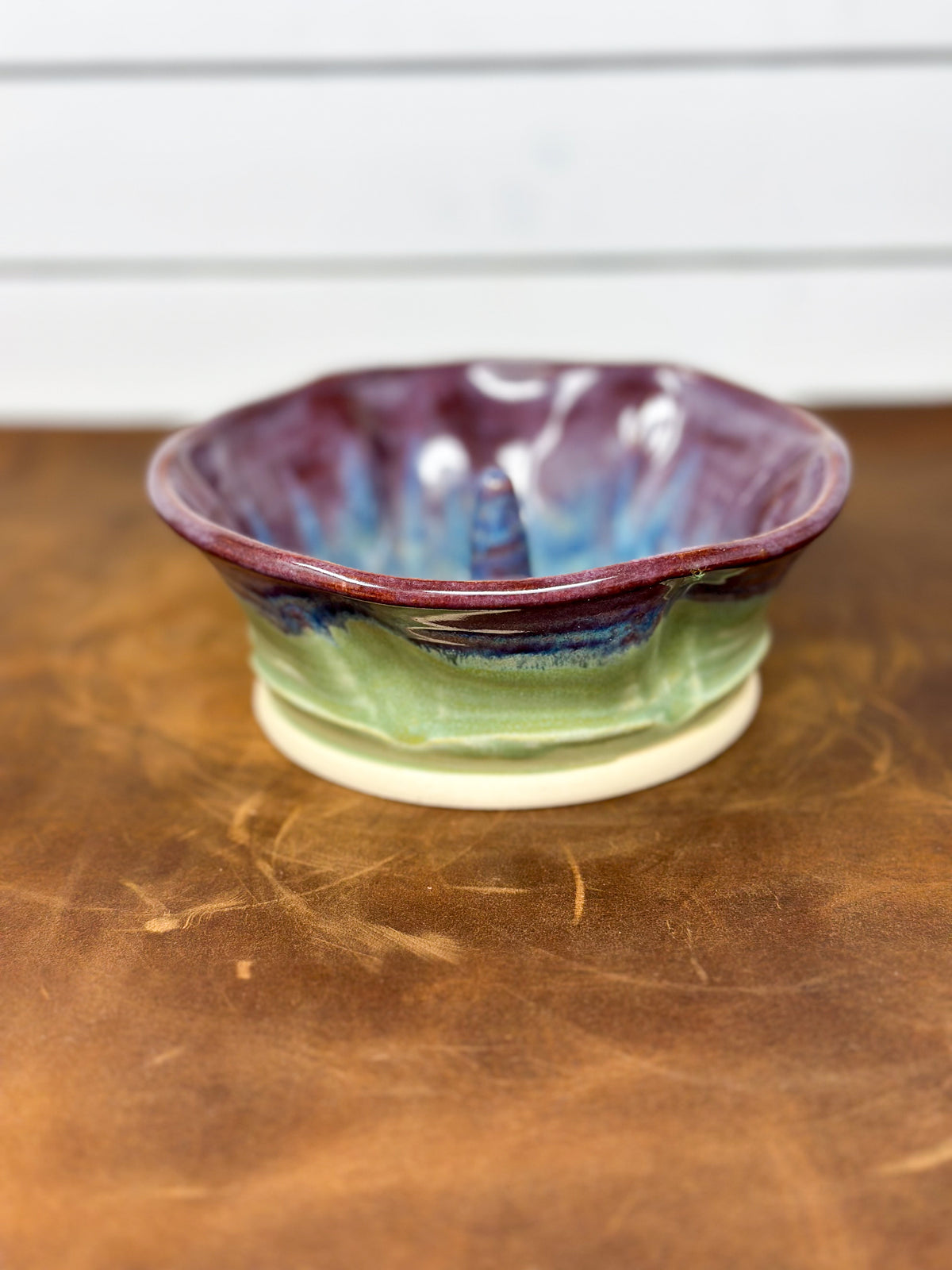 Purple and Turquoise Pottery Ring Holder