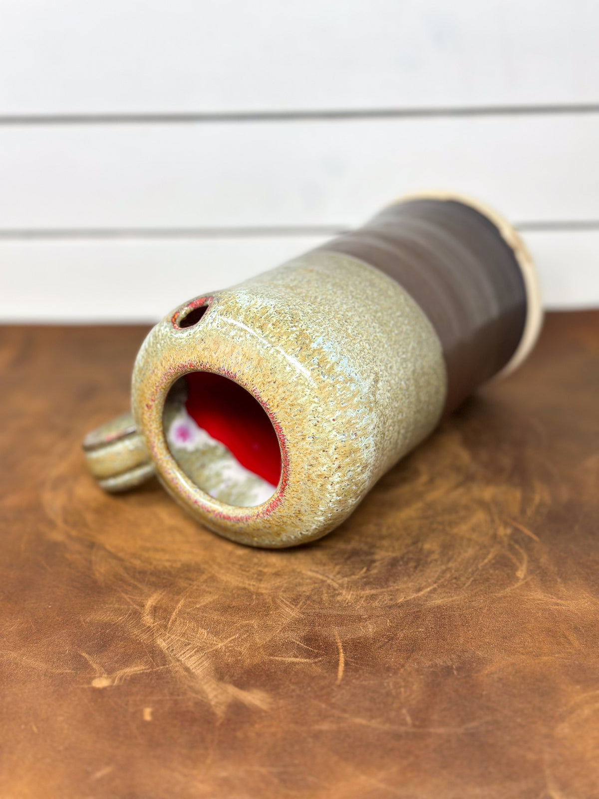 Cream and Brown Travelers Mug