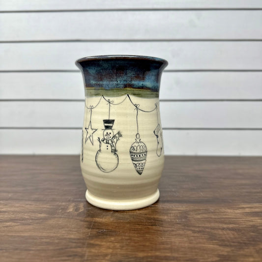 Ceramic Mug with Hand Painted Christmas Scene image 1