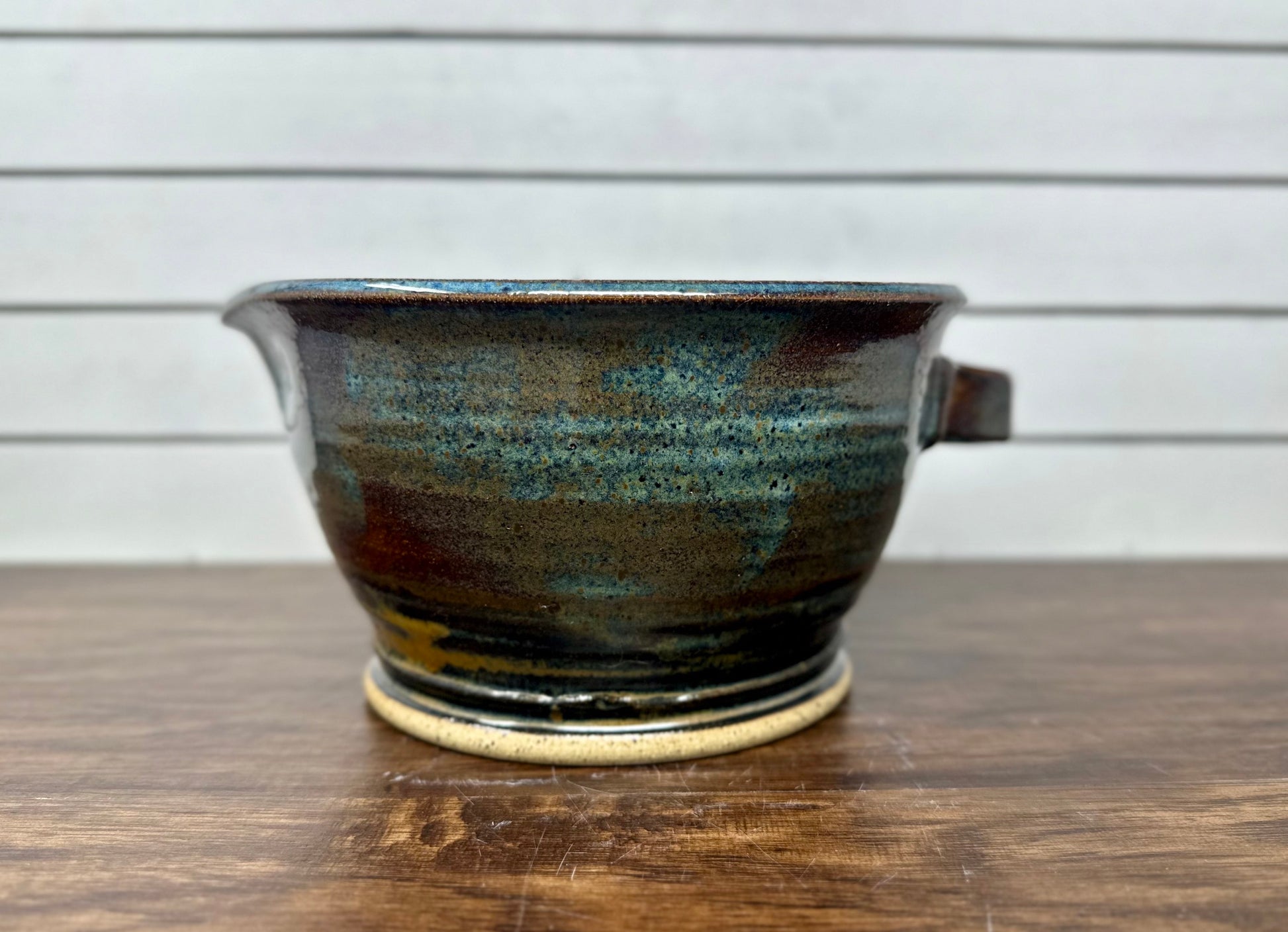 Medium Mixing Bowl with Hand Built Leaves and Acorn image 1