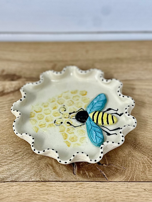 Hand Painted Bee Trinket Dish image 0