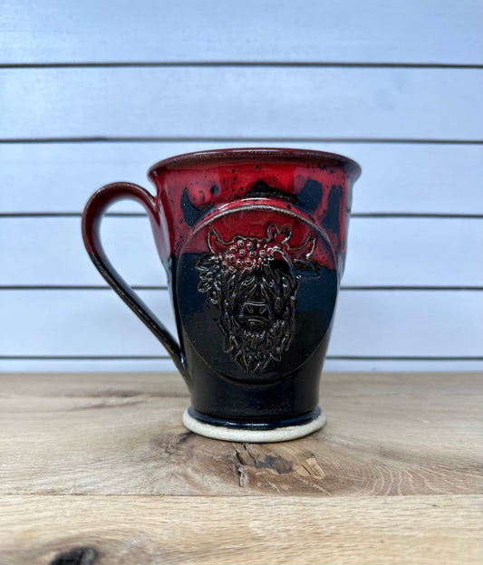 Ceramic Mug with Highland Cow Logo - Red Smoke image 0