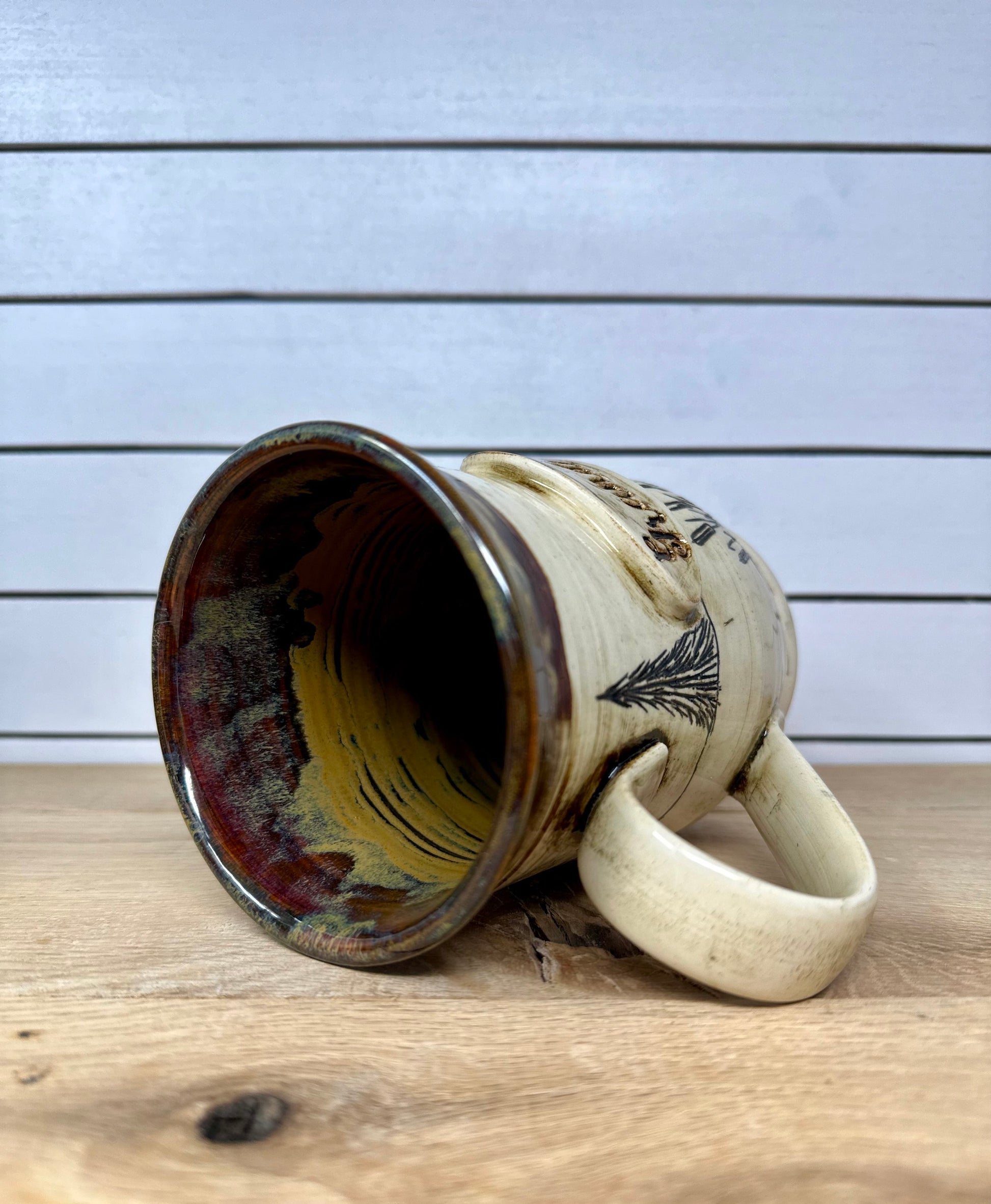 Ceramic Mug with Hand Carved Fishing Scene and Grandpa Logo image 3