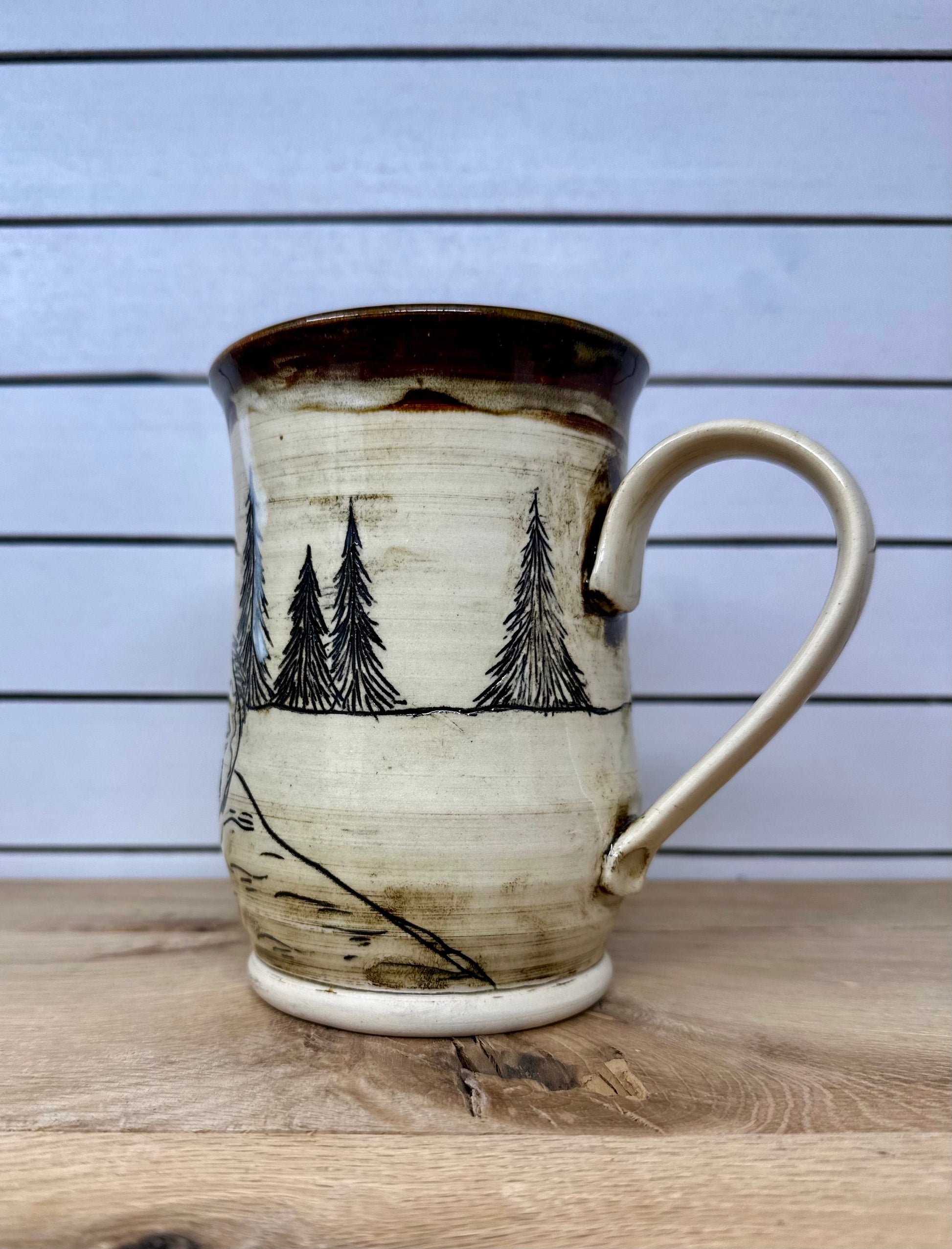 Ceramic Mug with Hand Carved Fishing Scene and Grandpa Logo image 2