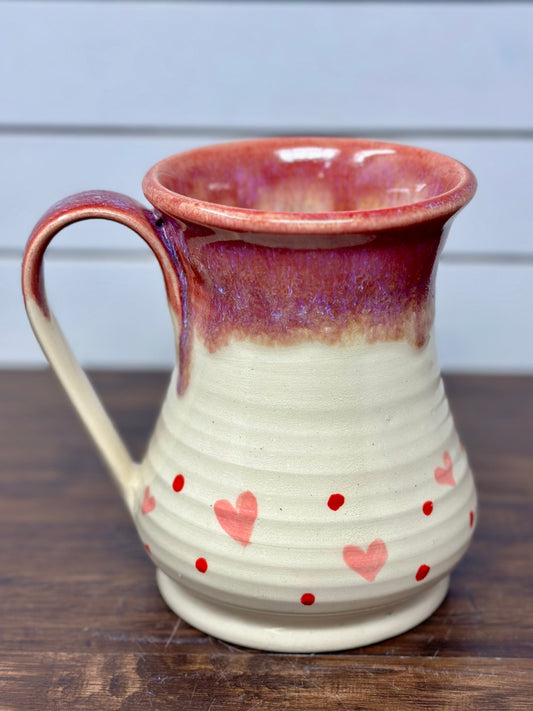 Hand-Painted Hearts & Dots Mug