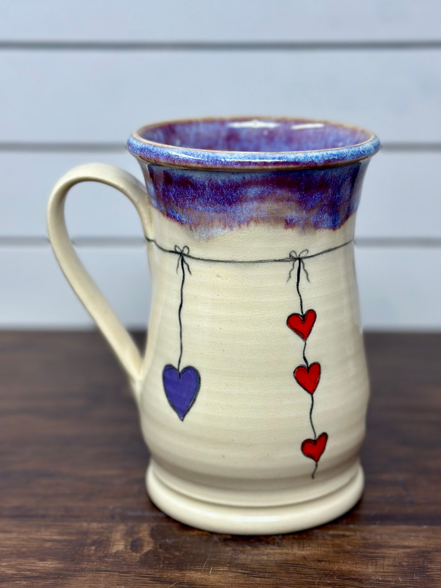 Hanging Hearts Purple Drip Mug
