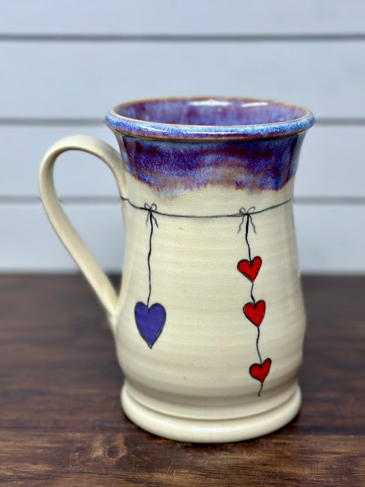 Hanging Hearts Purple Drip Mug