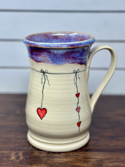 Hanging Hearts Purple Drip Mug