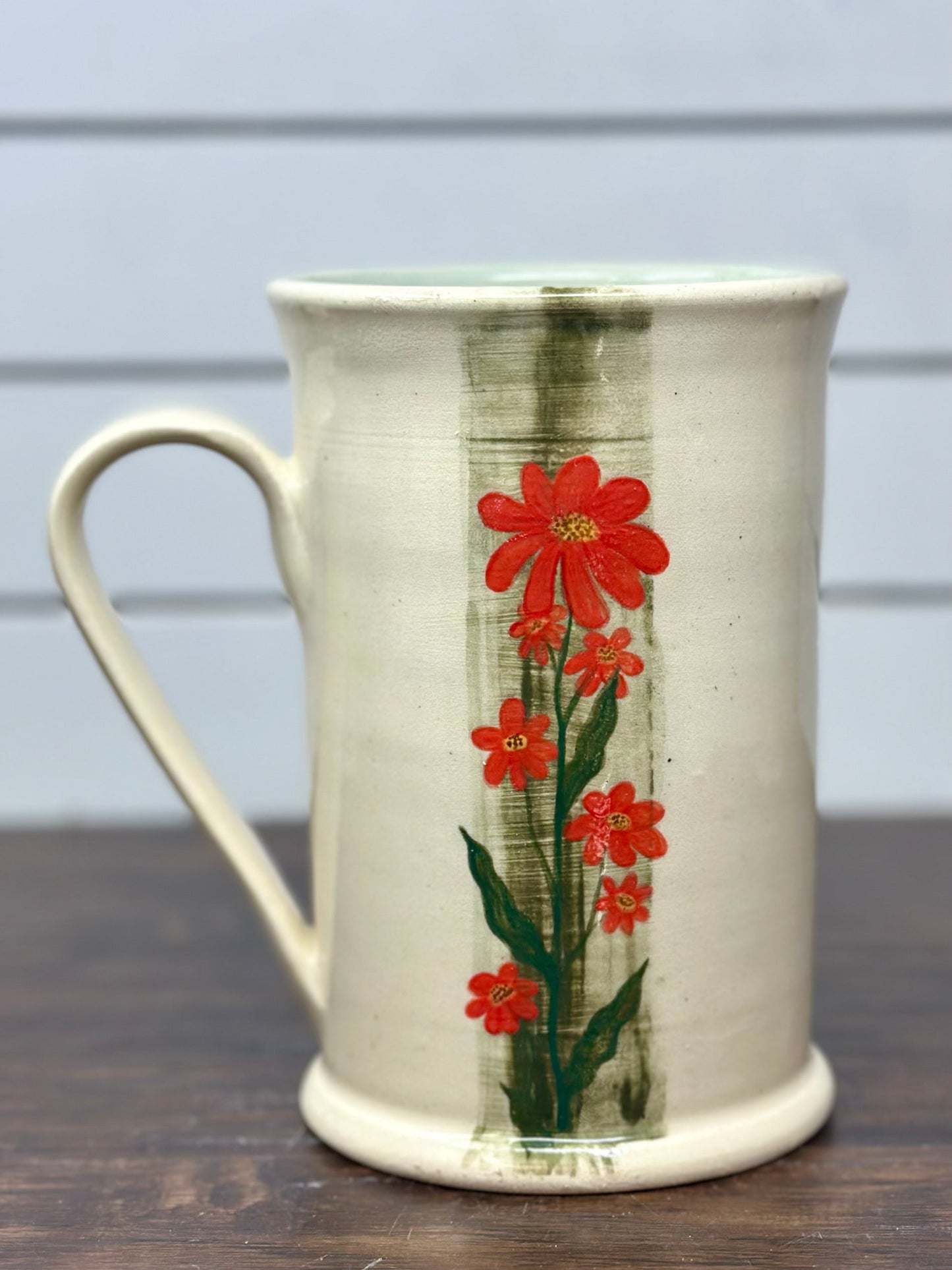 Floral Mug with Mint Interior