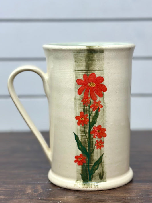 Floral Mug with Mint Interior