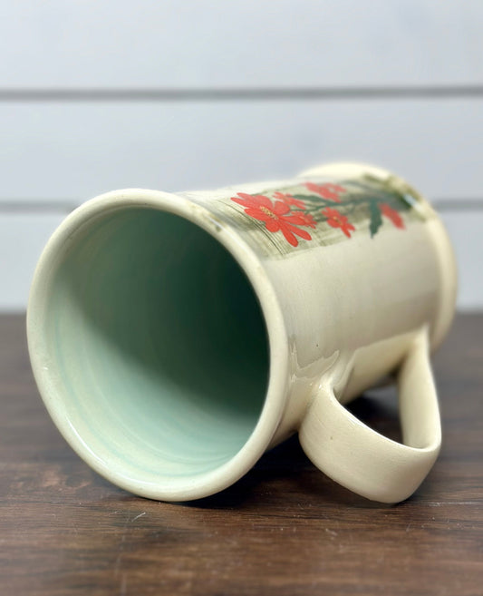 Floral Mug with Mint Interior