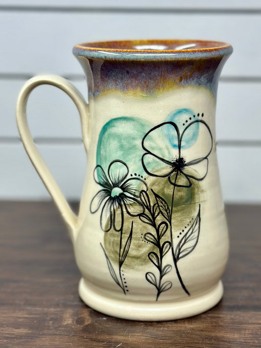 Botanical Mug with Purple Rim