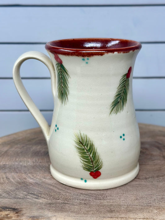 Hand Painted Winter Greenery Mug