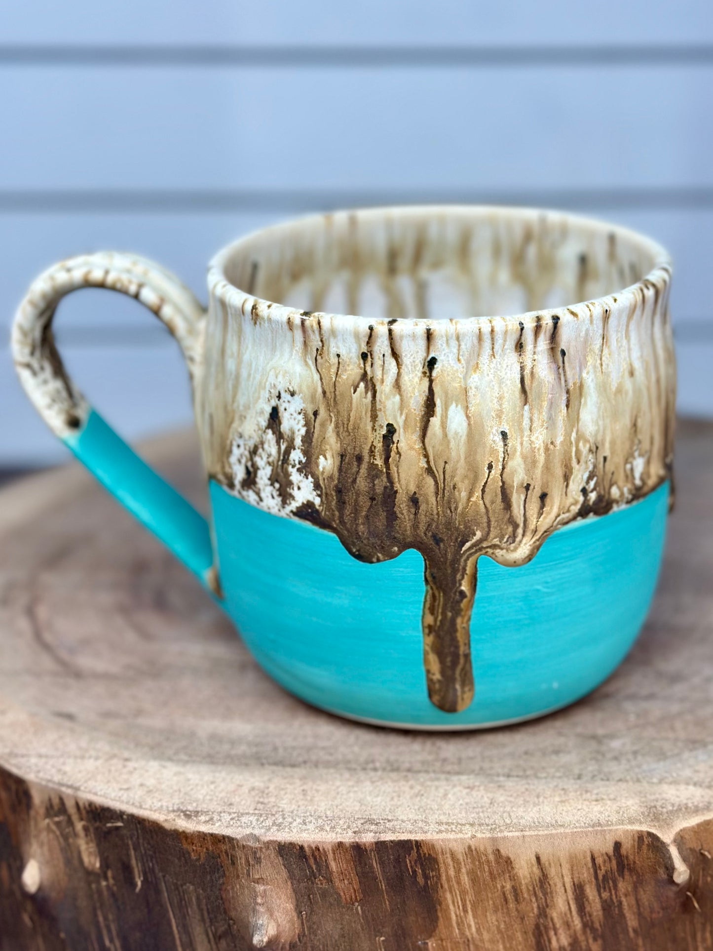 Ceramic Mug in Sea Foam & Winter Wood