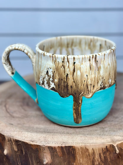Ceramic Mug in Sea Foam & Winter Wood