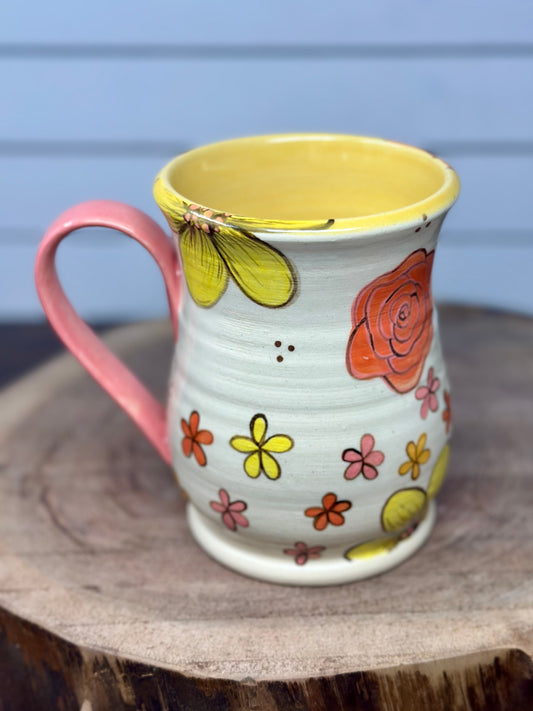 Hand Painted Retro Floral Mug
