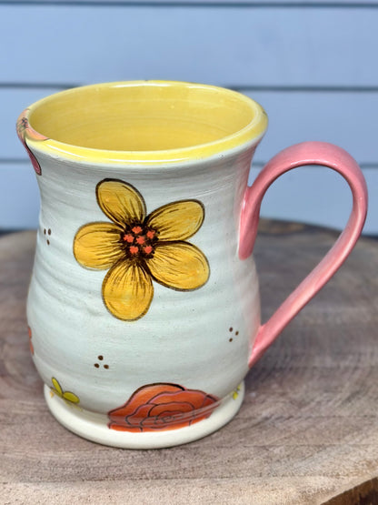 Hand Painted Retro Floral Mug