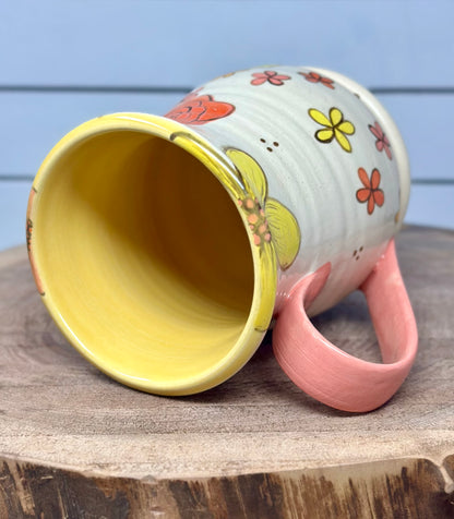 Hand Painted Retro Floral Mug