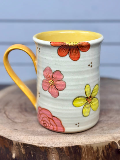 Hand Painted Retro Floral Mug