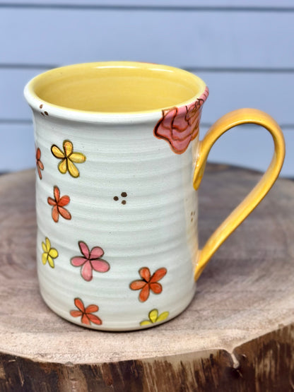 Hand Painted Retro Floral Mug