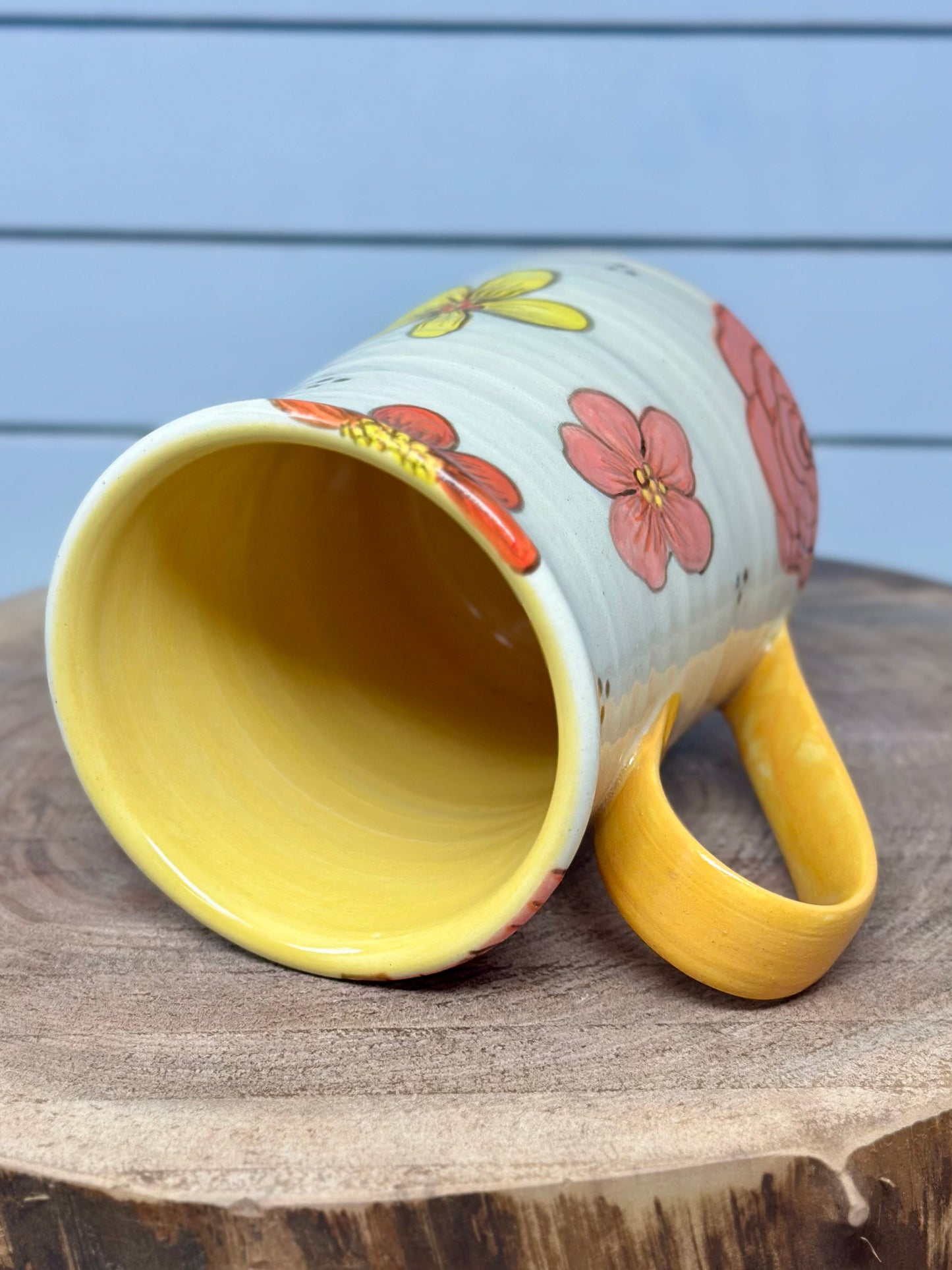 Hand Painted Retro Floral Mug