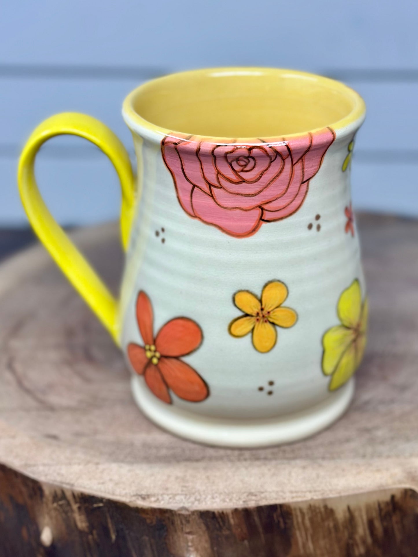 Hand Painted Retro Floral Mug