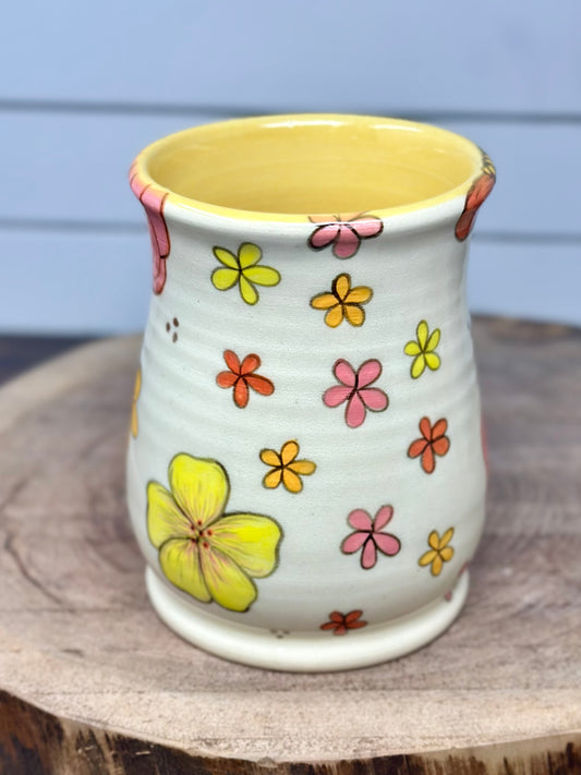 Hand Painted Retro Floral Mug