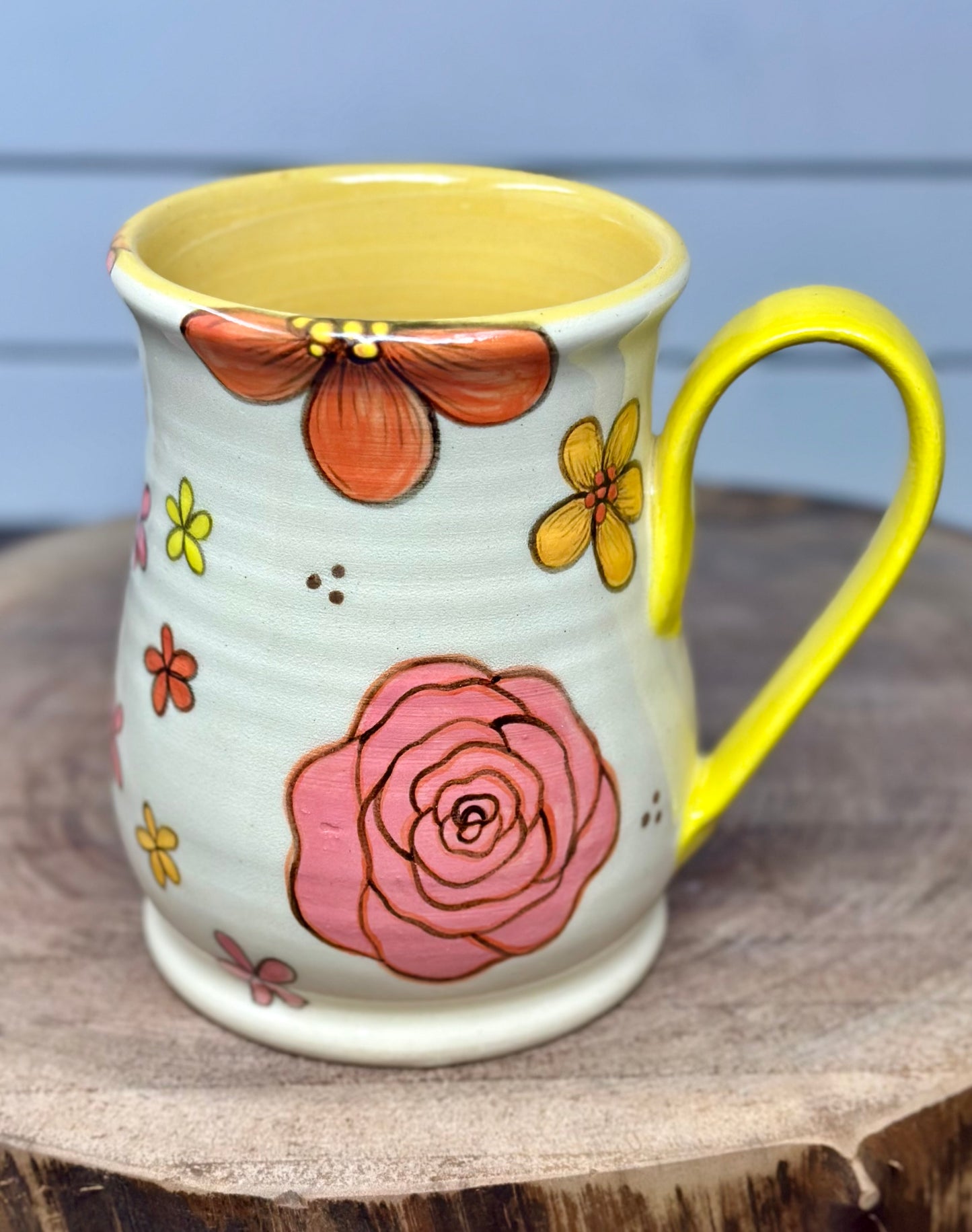 Hand Painted Retro Floral Mug