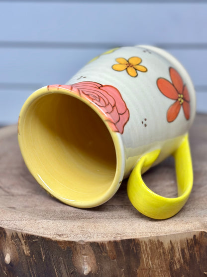 Hand Painted Retro Floral Mug