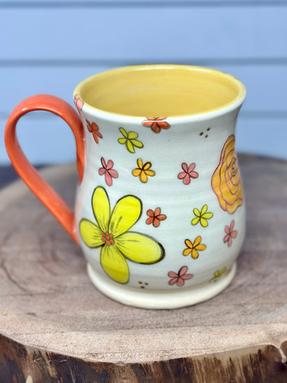 Hand Painted Retro Florals Mug