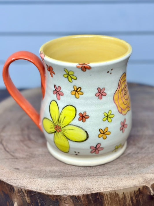 Hand Painted Retro Florals Mug