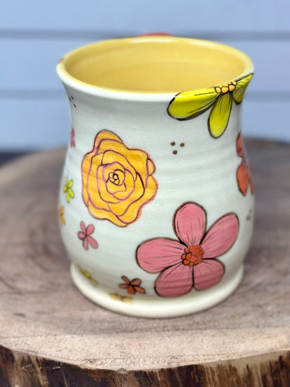 Hand Painted Retro Florals Mug